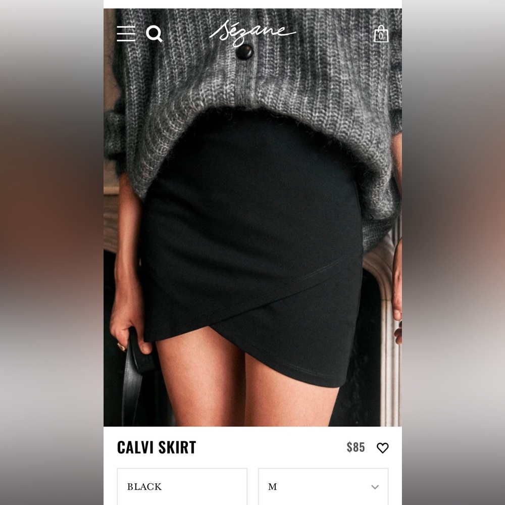Sezane Calvi black skirt
